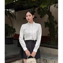 Áo sơ mi nữ dài tay cổ trụ phối thành cà vạt điệu đà BRIYO SM43