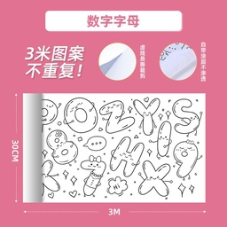 Giấy vẽ màu 3mm cho trẻ em - Cuộn dài cho trẻ sơ sinh và trẻ nhỏ - Vải.canvas thân thiện với tường có thể dán lên tường