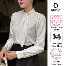 Áo sơ mi nữ dài tay cổ trụ phối thành cà vạt điệu đà BRIYO SM43
